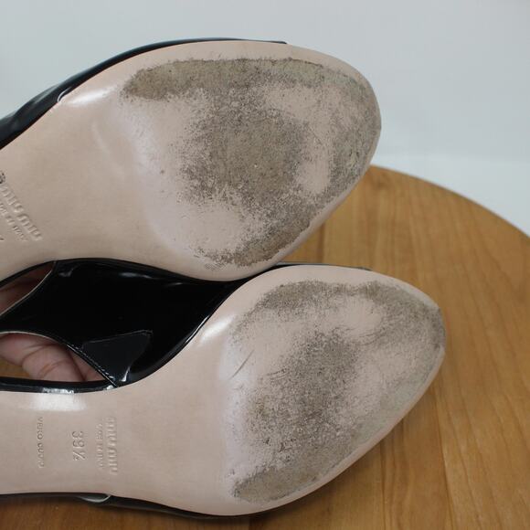 Miu Miu Shoes Women 9.5 Patent Leather Slingback Heels Work Business Office Chic - Picture 9 of 11